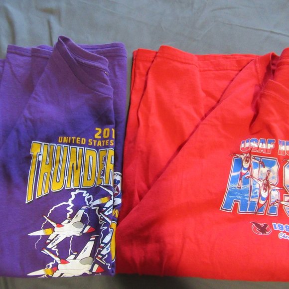 Mens Vtg Air Force Thunderbirds CFD Air Show T Shirts Lot of 2 Sz L/XL - Picture 1 of 7